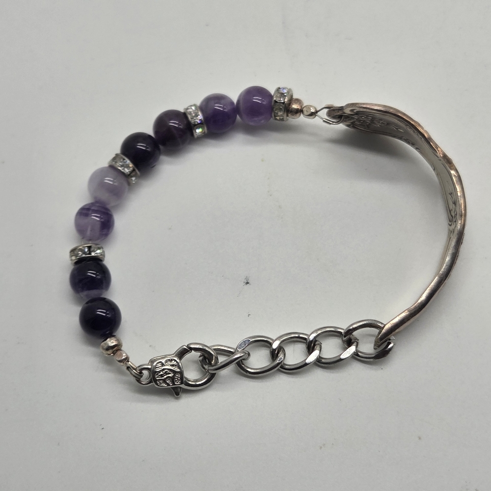 Handcrafted Artisan Spoon Fork Utnesil Amethyst G… - image 2